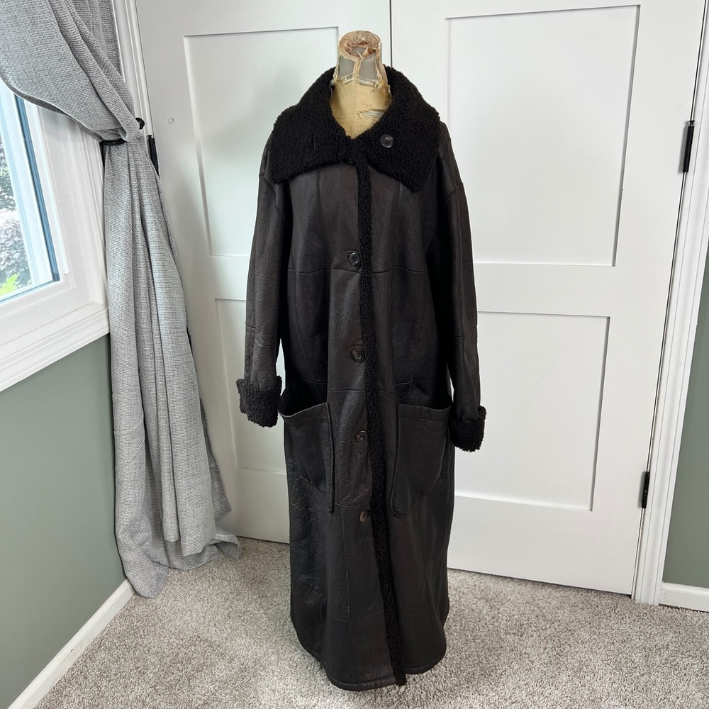 Christ Shearling Coat Brown 44" Chest Lambskin Germany Leather Penny Lane Fur